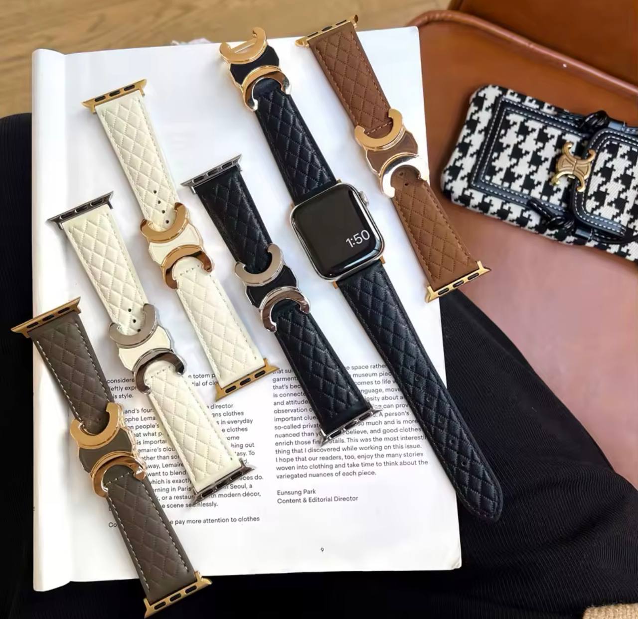 بند چرمی لوکس اپل واچ مدل CELINE ELITE