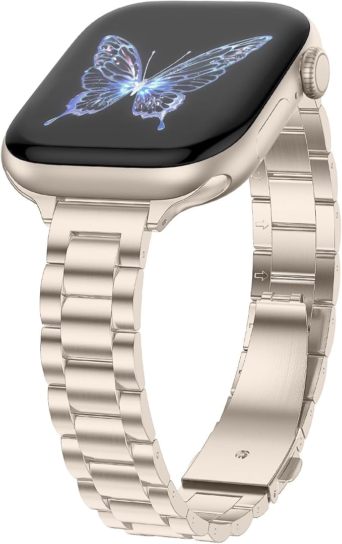 بند استیل سه مهره اپل واچ مدل Rovex مناسب برای اپل واچ های سری Apple Watch 1 / 2 / 3 / 4 / 5 / 6 / 7 / 8 / 9 / 10 / 11 / SE / Ultra