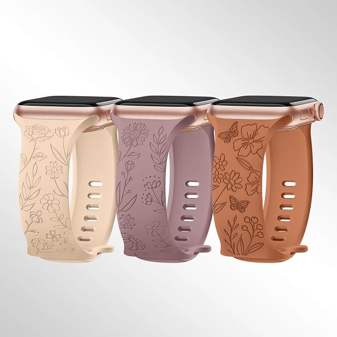 بند سیلیکونی اپل واچ BLOSSÉA طرح گل و پروانه