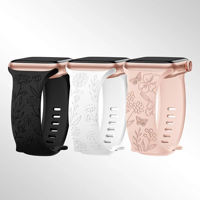 بند سیلیکونی اپل واچ BLOSSÉA طرح گل و پروانه