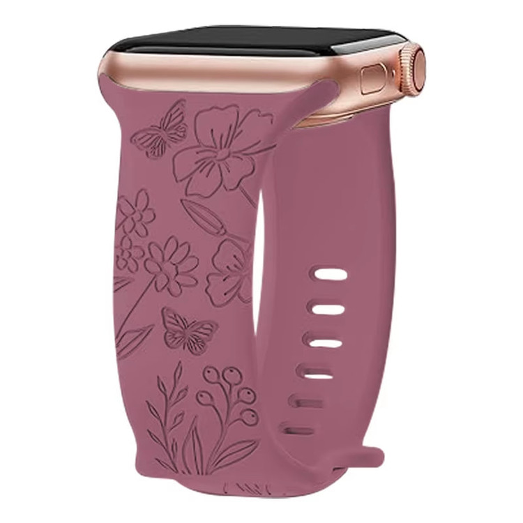 بند سیلیکونی اپل واچ BLOSSÉA طرح گل و پروانه