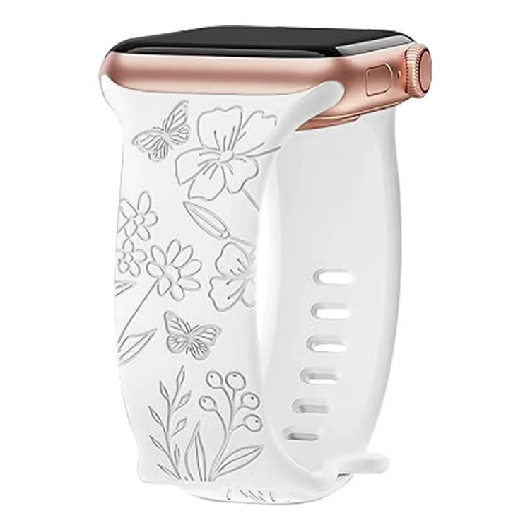 بند سیلیکونی اپل واچ BLOSSÉA طرح گل و پروانه