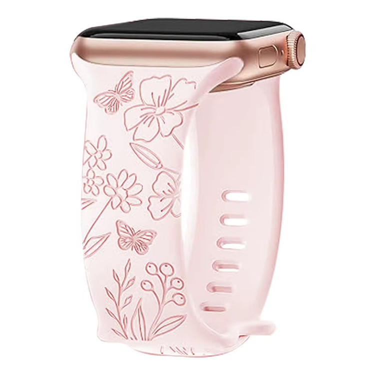 بند سیلیکونی اپل واچ BLOSSÉA طرح گل و پروانه