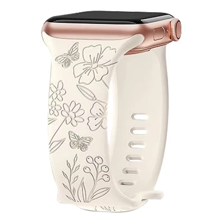 بند سیلیکونی اپل واچ BLOSSÉA طرح گل و پروانه