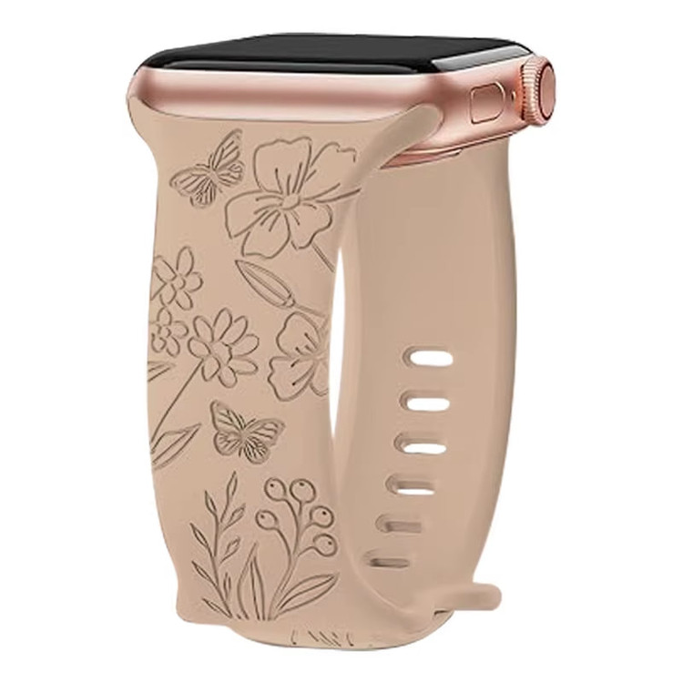 بند سیلیکونی اپل واچ BLOSSÉA طرح گل و پروانه